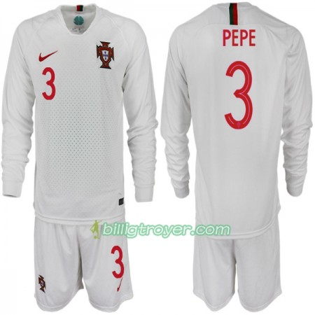 Billige Fotballdrakter Portugal PEPE 3 Barn VM 2018 Bortedraktsett Langermet